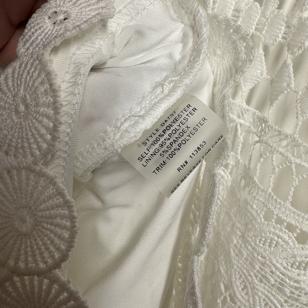 New Sugar Lips Womens Dress White Geometric Crocheted 3/4 Sleeve Boho Small - Picture 9 of 10